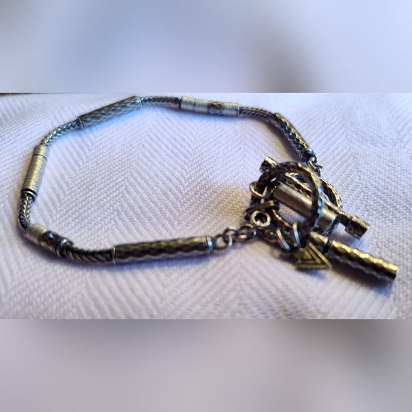 RETIRED Silpada Bracelet Sterling Silver Oxidized Brush Stroke Tassel Bracelet - Picture 1 of 5